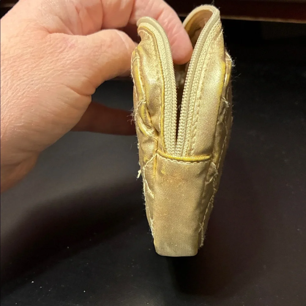 Vintage Gold Quilted cosmetics bag
